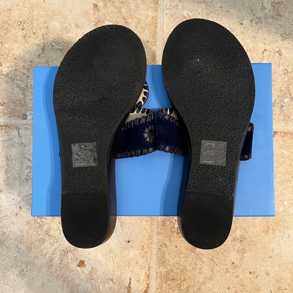 NEW IN BOX Jack Rogers Blue Suede Demi Wedge Size 7 - Picture 3 of 6